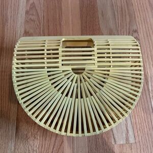 Semi-Circle Bamboo-Style Handbag in Light Yellow